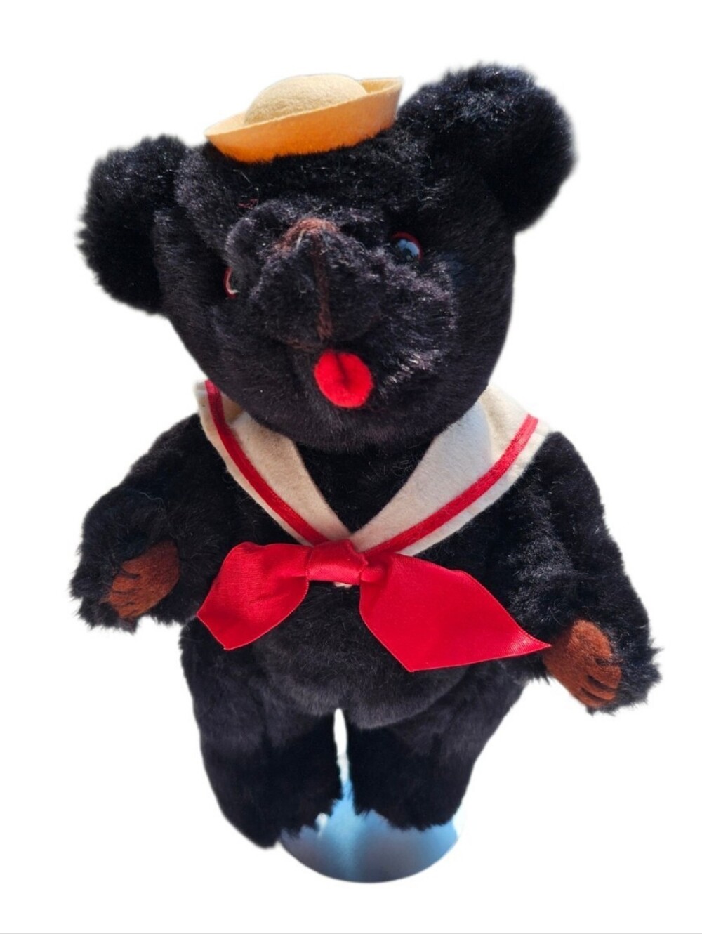 Vintage Black Bear In Sailor Hat And Collar Plush Bear 1985 Kent Collectibles